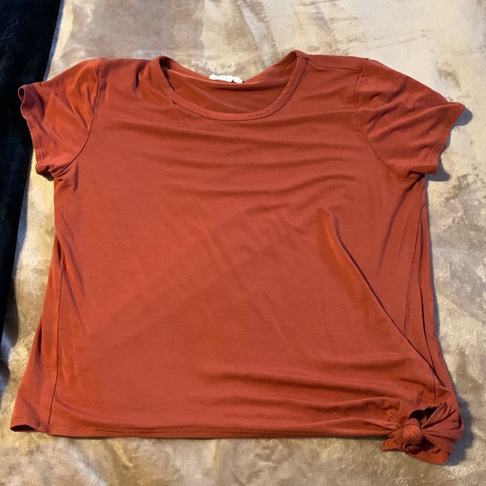 Burnt orange side tie shirt